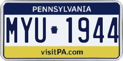 PA license plate MYU1944