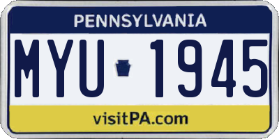 PA license plate MYU1945