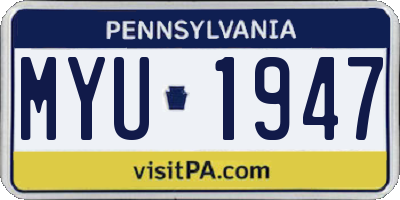 PA license plate MYU1947