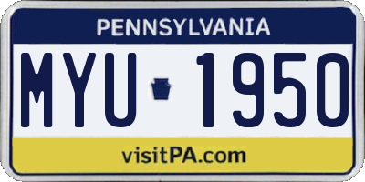 PA license plate MYU1950