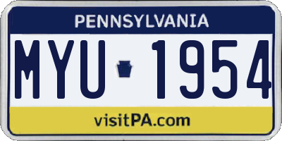 PA license plate MYU1954