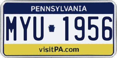 PA license plate MYU1956