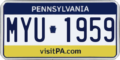 PA license plate MYU1959