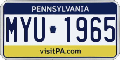 PA license plate MYU1965