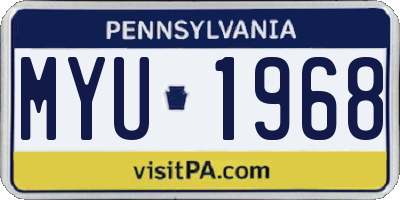 PA license plate MYU1968