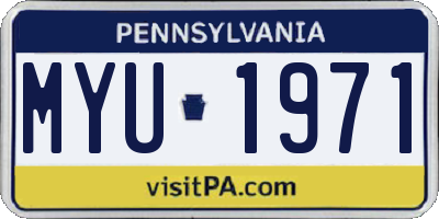 PA license plate MYU1971