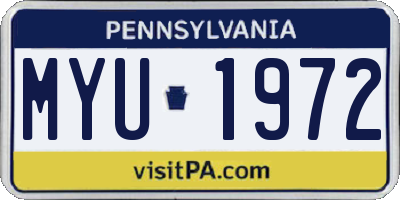 PA license plate MYU1972