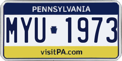 PA license plate MYU1973
