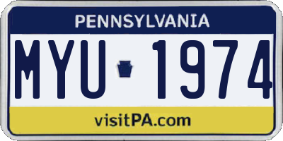 PA license plate MYU1974