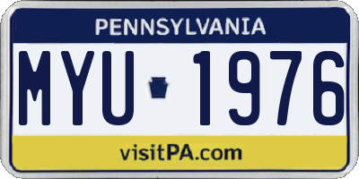 PA license plate MYU1976