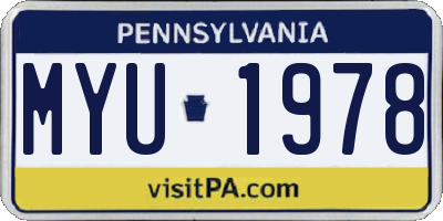 PA license plate MYU1978