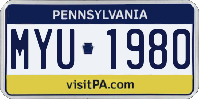 PA license plate MYU1980
