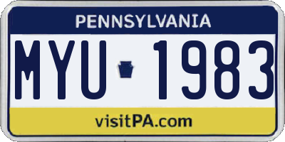 PA license plate MYU1983