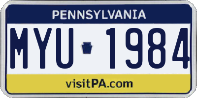 PA license plate MYU1984
