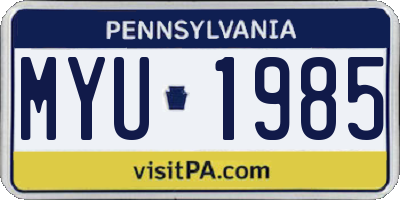 PA license plate MYU1985