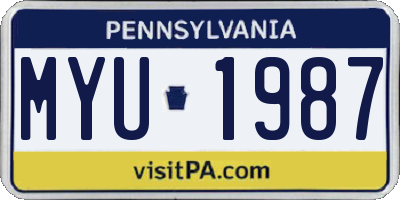 PA license plate MYU1987