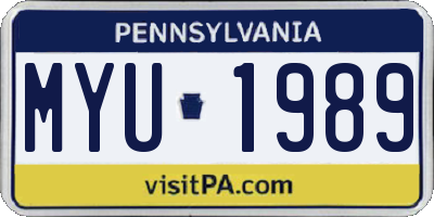 PA license plate MYU1989