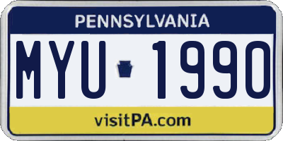 PA license plate MYU1990