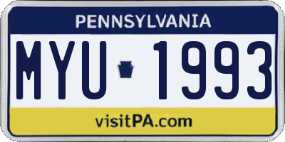 PA license plate MYU1993