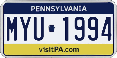 PA license plate MYU1994
