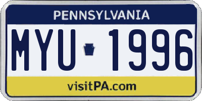 PA license plate MYU1996