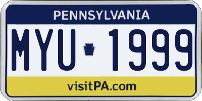 PA license plate MYU1999