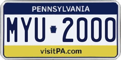 PA license plate MYU2000