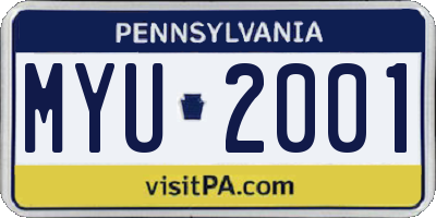 PA license plate MYU2001
