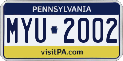 PA license plate MYU2002