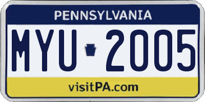 PA license plate MYU2005