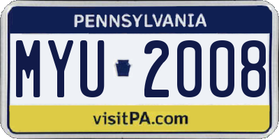 PA license plate MYU2008
