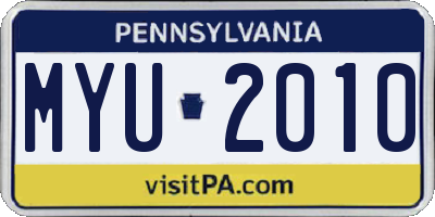 PA license plate MYU2010