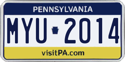 PA license plate MYU2014