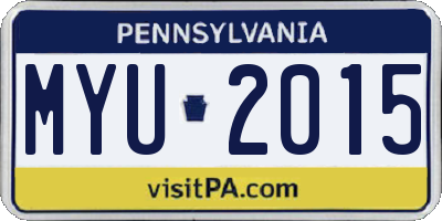 PA license plate MYU2015