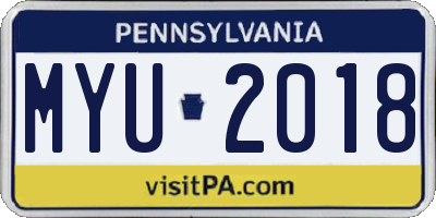 PA license plate MYU2018