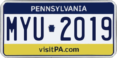 PA license plate MYU2019