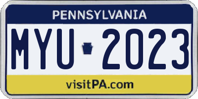 PA license plate MYU2023