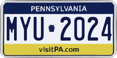 PA license plate MYU2024