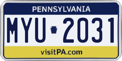 PA license plate MYU2031