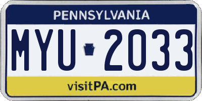 PA license plate MYU2033