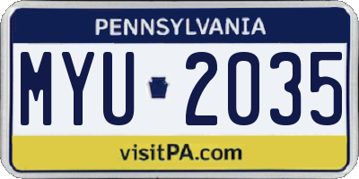 PA license plate MYU2035