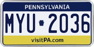 PA license plate MYU2036