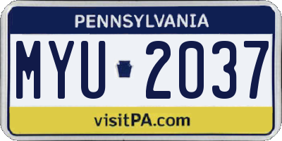 PA license plate MYU2037