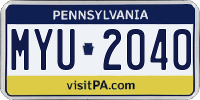 PA license plate MYU2040