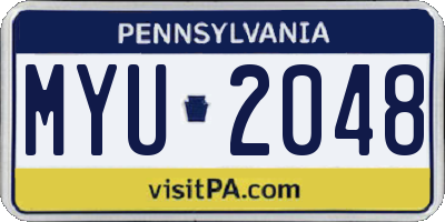 PA license plate MYU2048