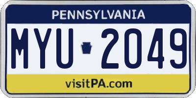 PA license plate MYU2049