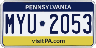 PA license plate MYU2053