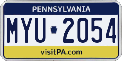 PA license plate MYU2054