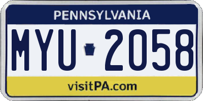 PA license plate MYU2058