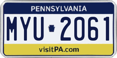 PA license plate MYU2061